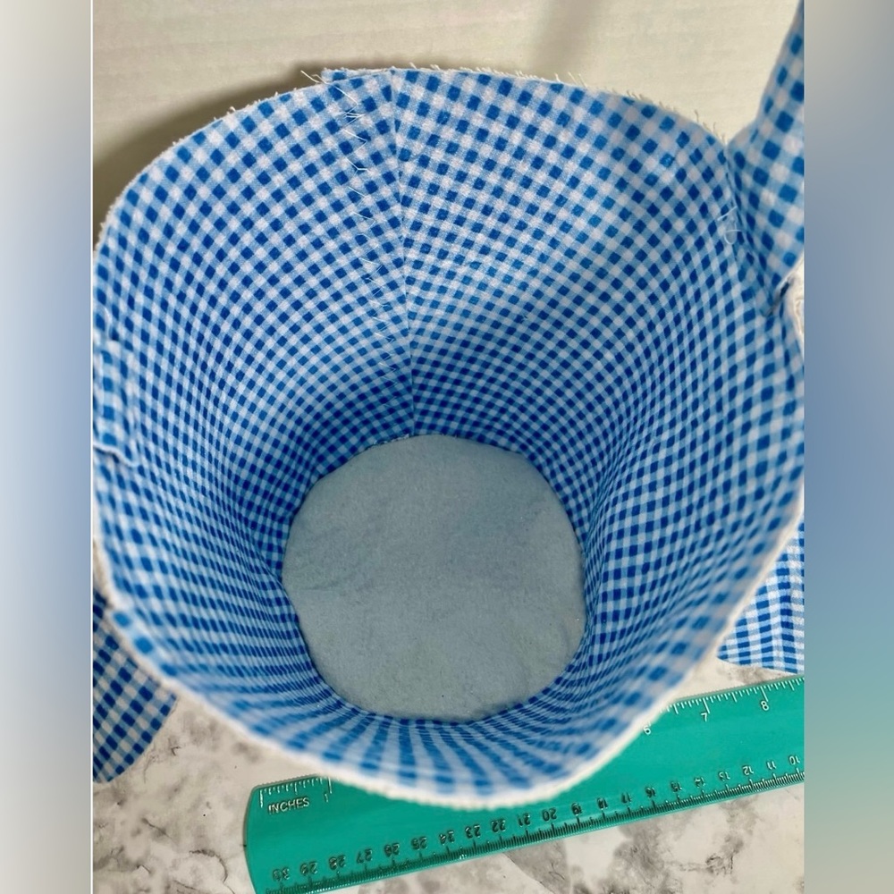 Adorable Blue Gingham Bunny Easter Basket with Eggs - Picture 6 of 10